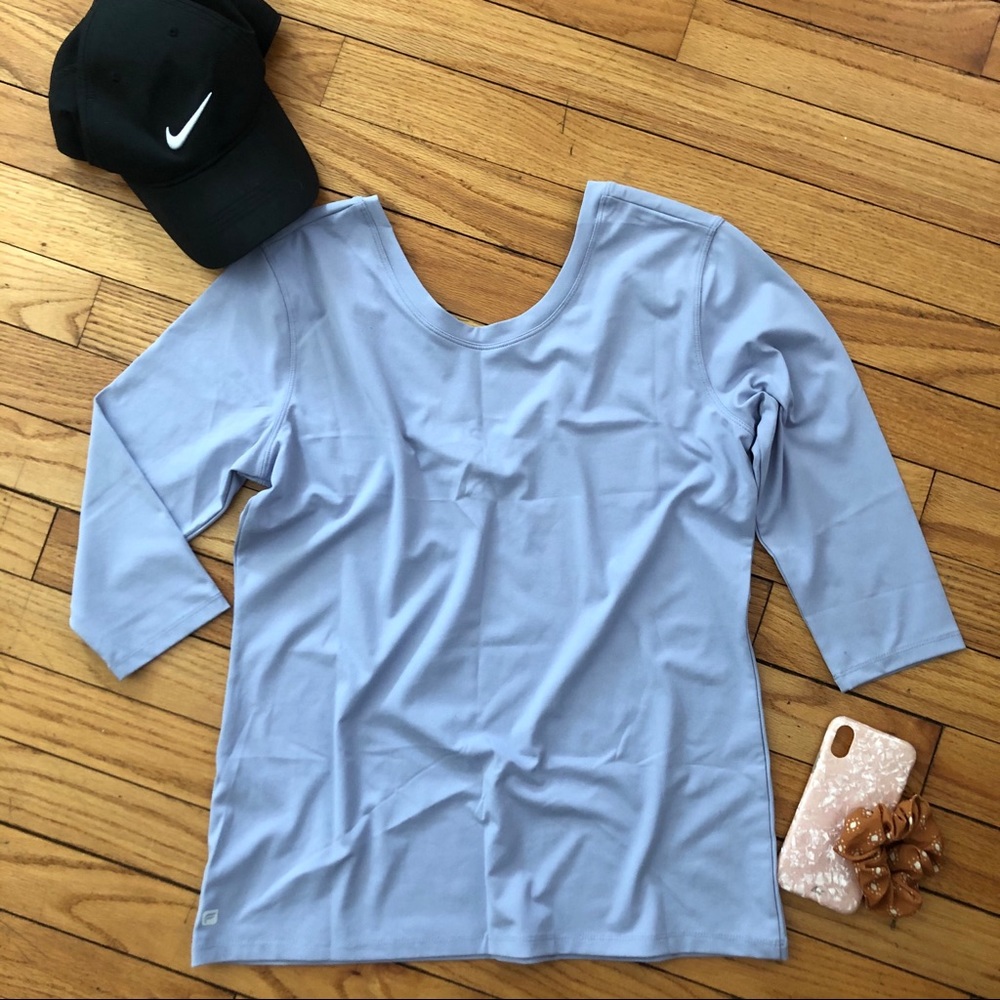 Fabletics Quarter Sleeve Lavender Top